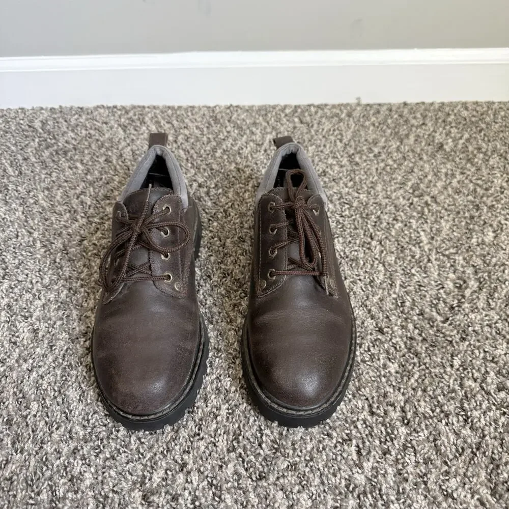 Skechers Chunky Platform Lug Sole Shoes Mens 9 Brown Leather Oxford Vintage Y2K